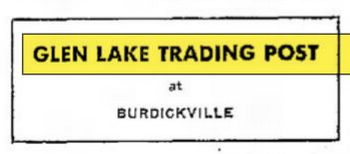 Glen Lake Trading Post - Aug 15 1957 Article